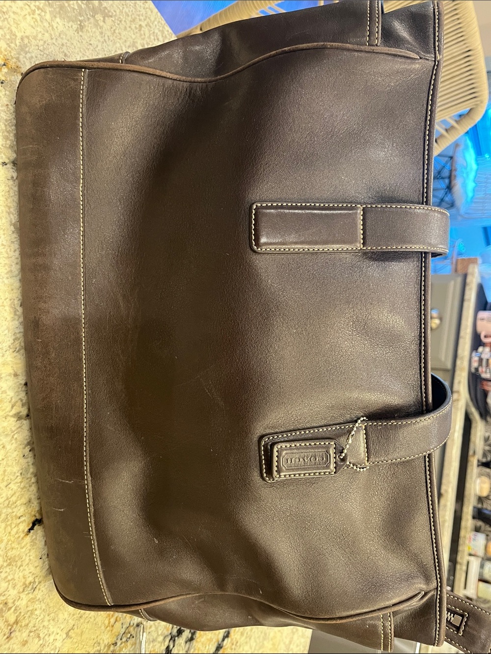Vintage Coach Leather Hampton Tote Bag in Dark Brown